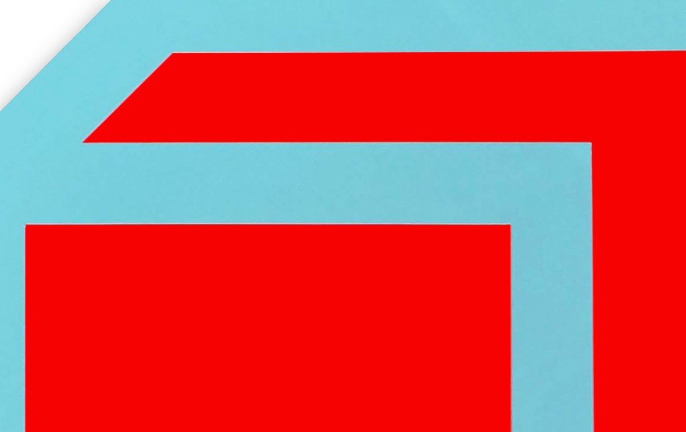 Gong (Red, Blue) - Brent Hallard - Abstract Painting - Ideelart