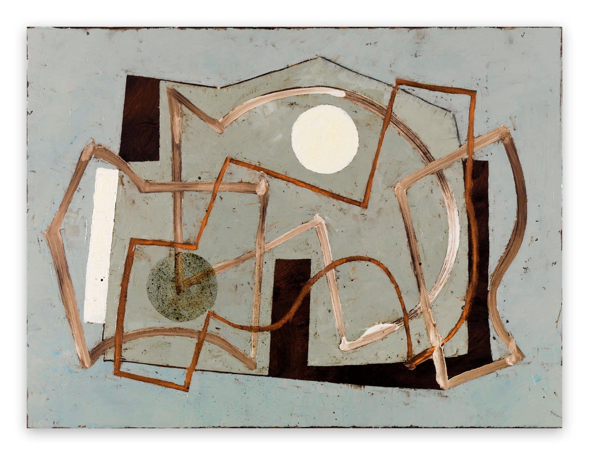 Linear Counterpoint (White Disc) - Jeremy Annear - Abstract Painting - Ideelart