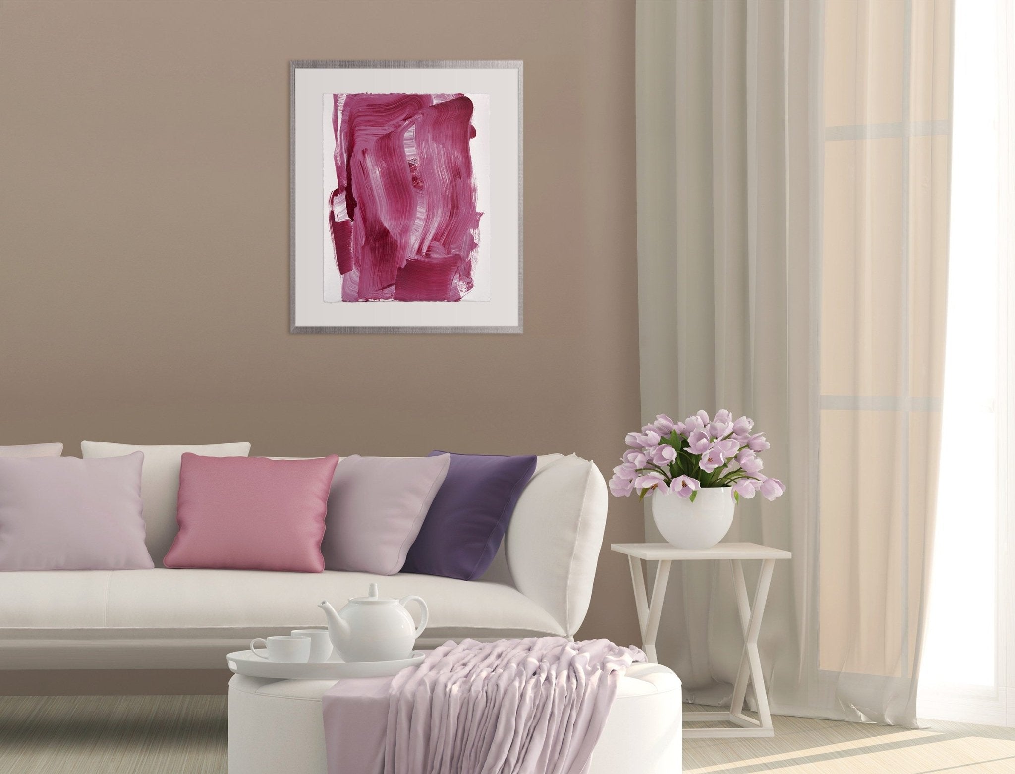 Red Swash - Anne Russinof - Abstract Painting - Ideelart