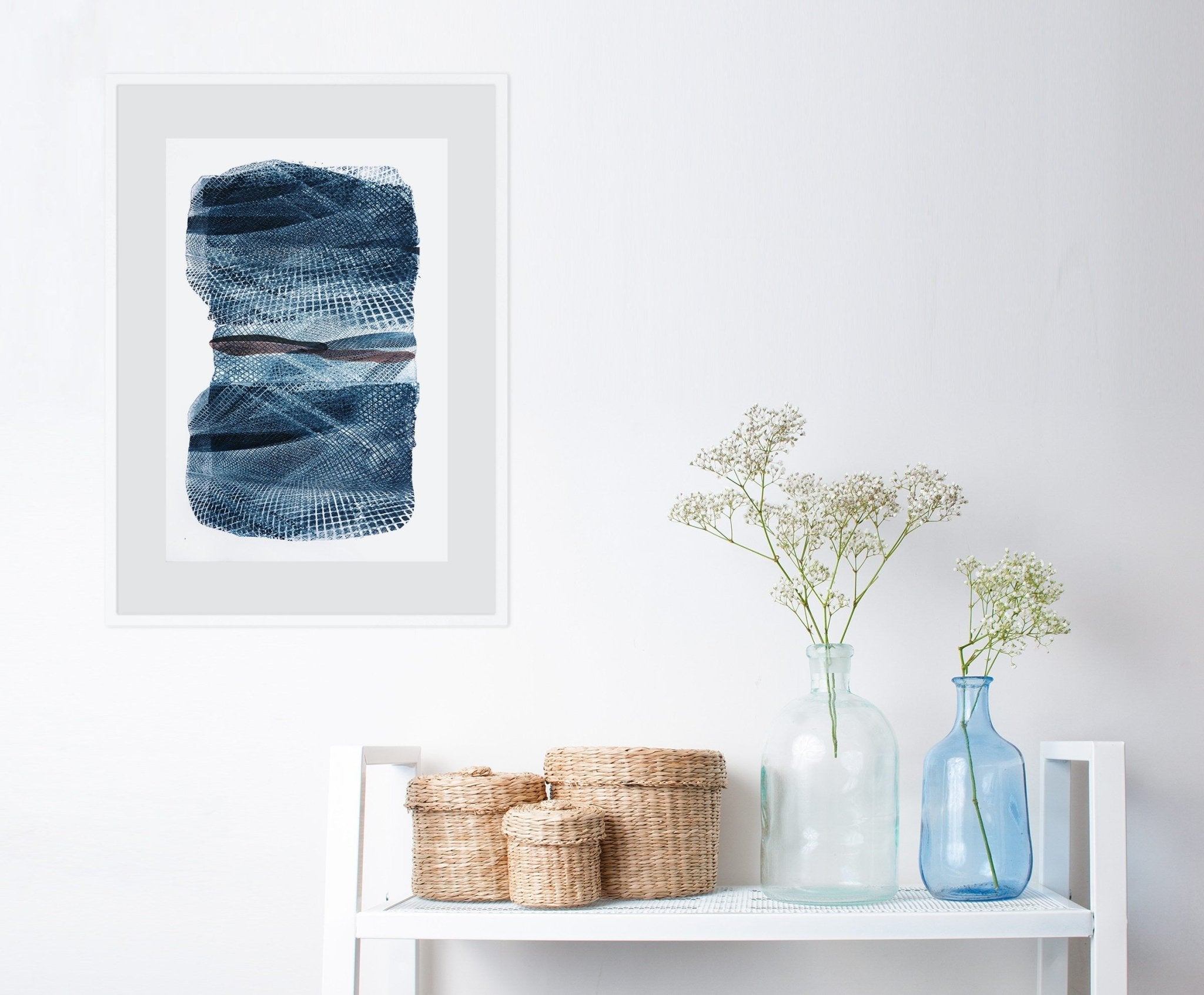 Blue Netting - Marcy Rosenblat - Abstract Prints - Ideelart