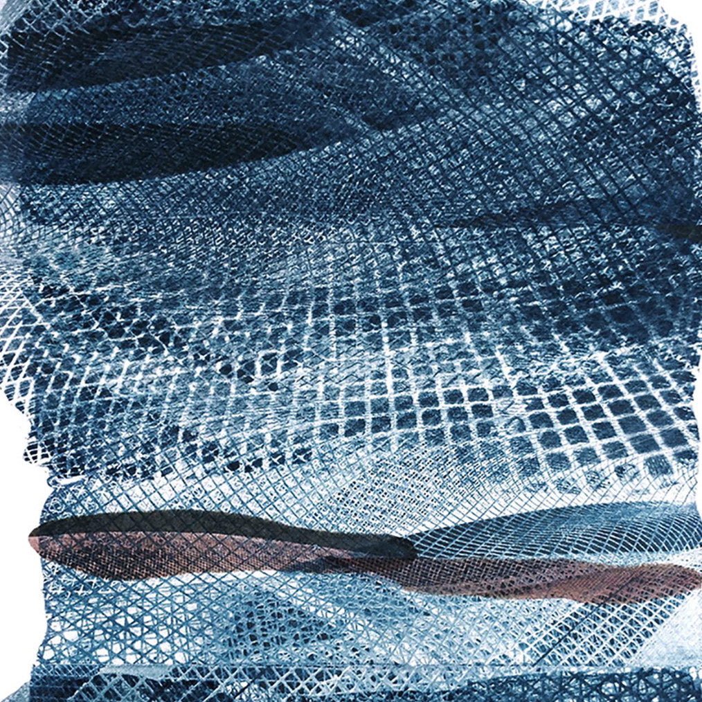 Blue Netting - Marcy Rosenblat - Abstract Prints - Ideelart