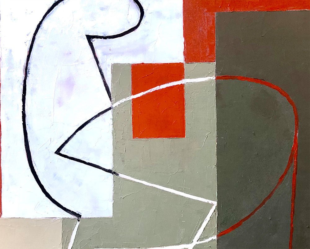 Breaking Contour (Red Square) II - Jeremy Annear - Abstract Painting - Ideelart