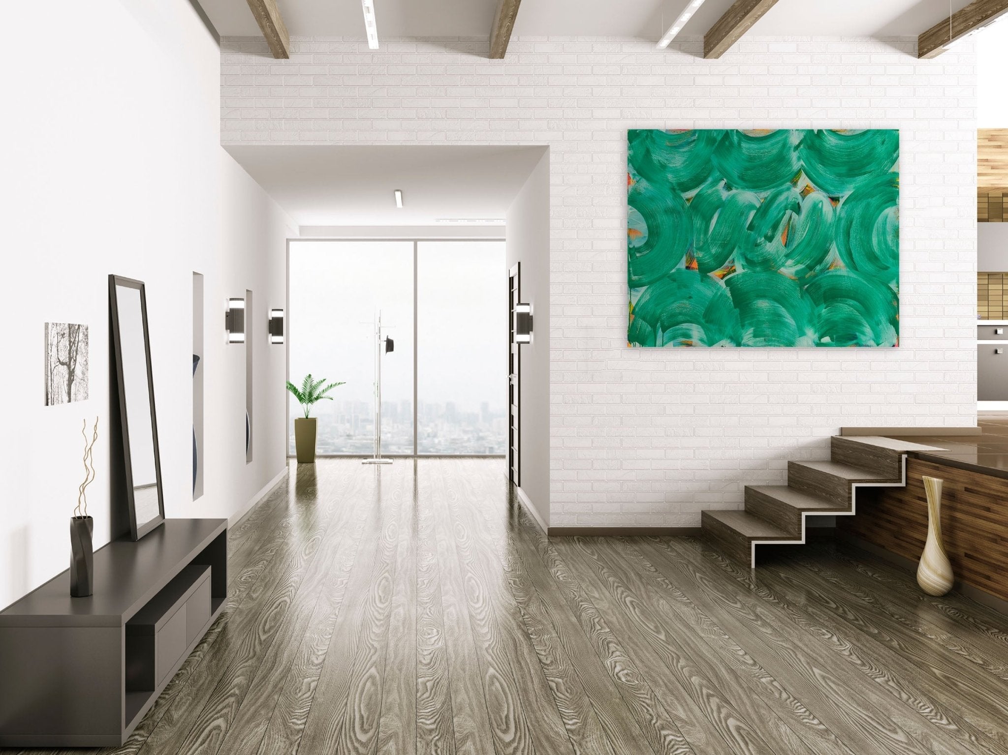 Green Whirl - Anne Russinof - Abstract Painting - Ideelart