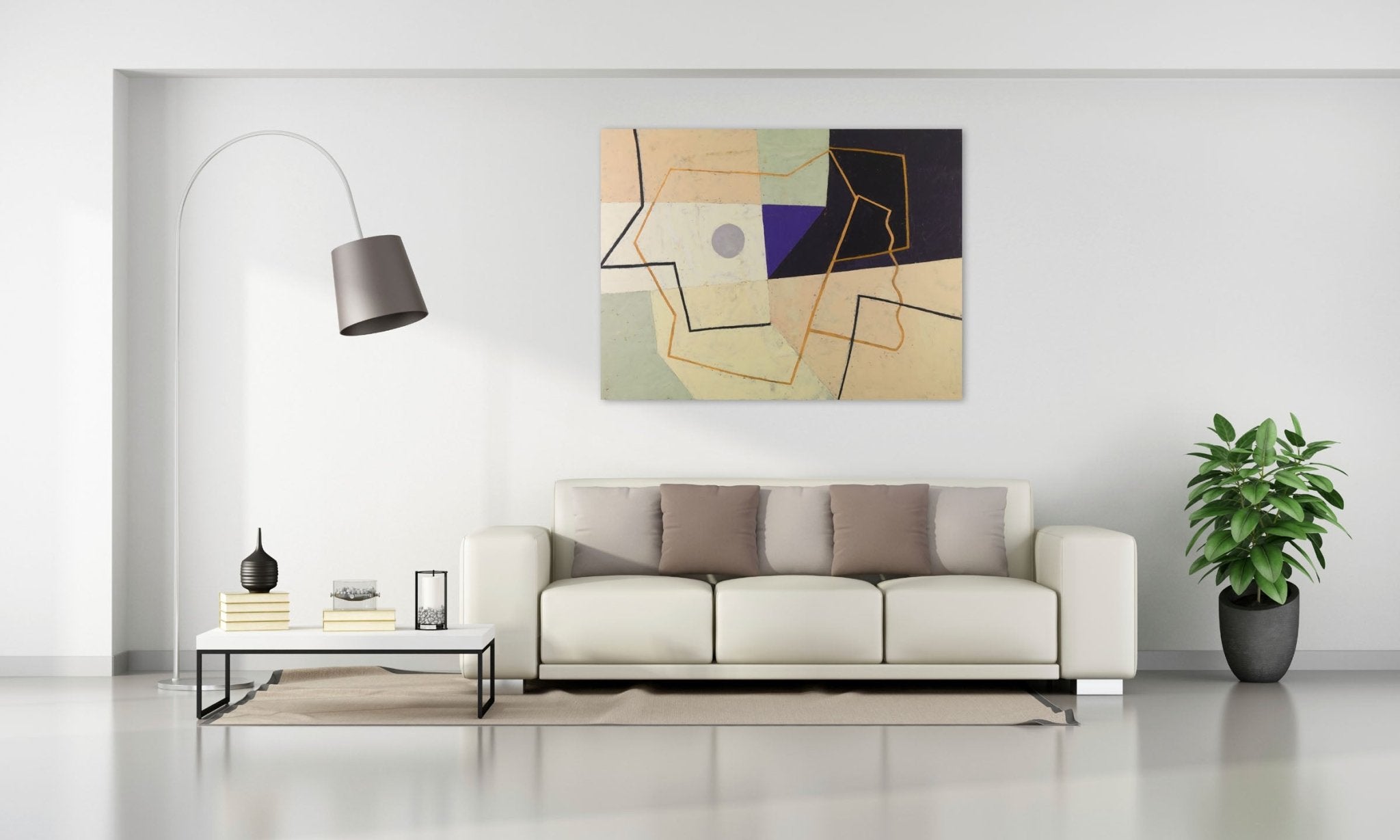 Linear Construct (Violet Triangle) - Jeremy Annear - Abstract Painting - Ideelart