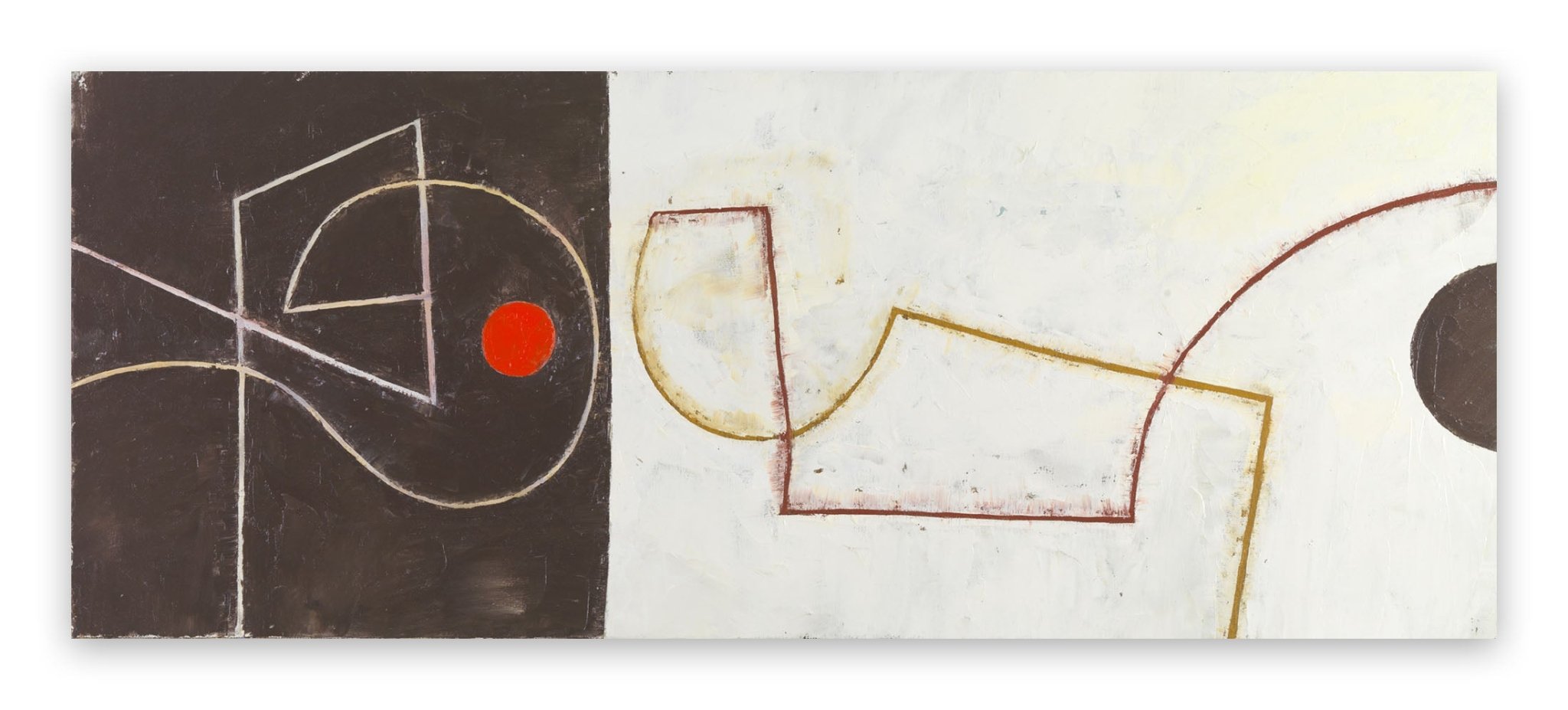 Nocturnal Pathways (Red Moon) - Jeremy Annear - Abstract Painting - Ideelart