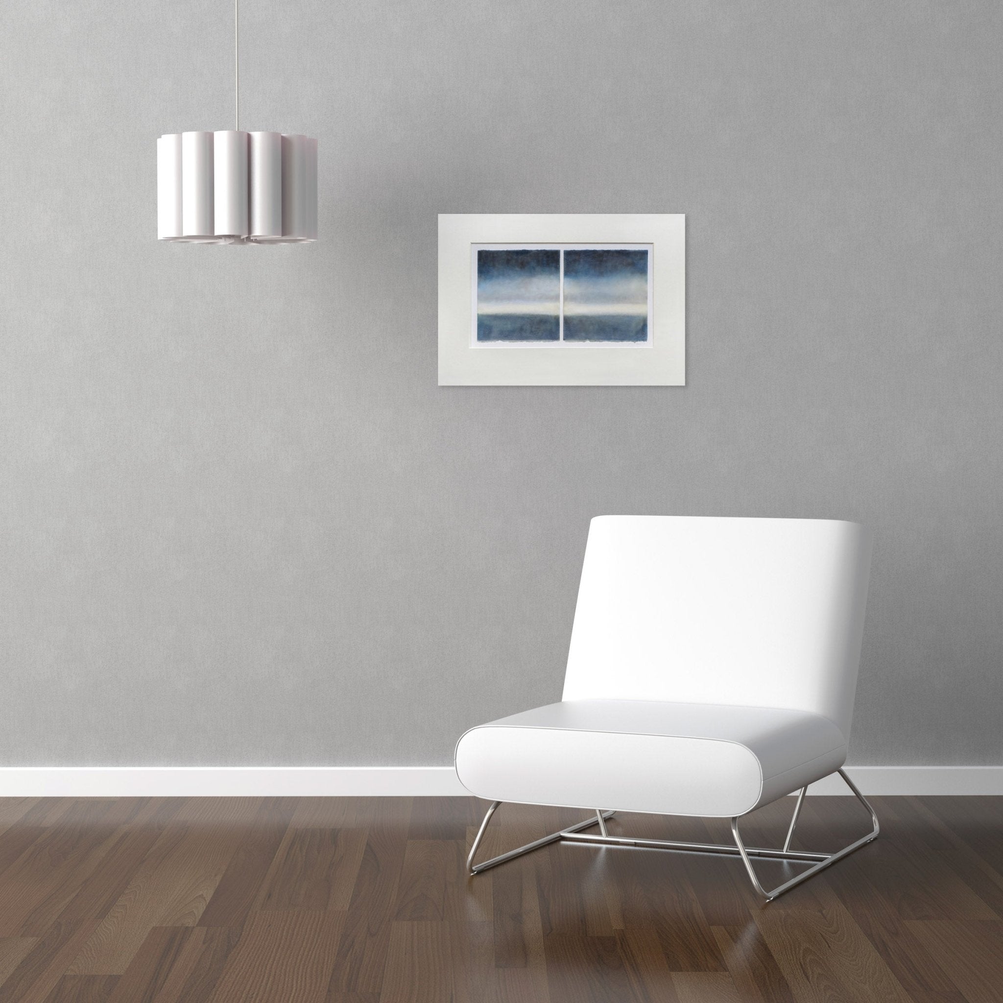 Indigo On Grey - Janise Yntema - Abstract Painting - Ideelart