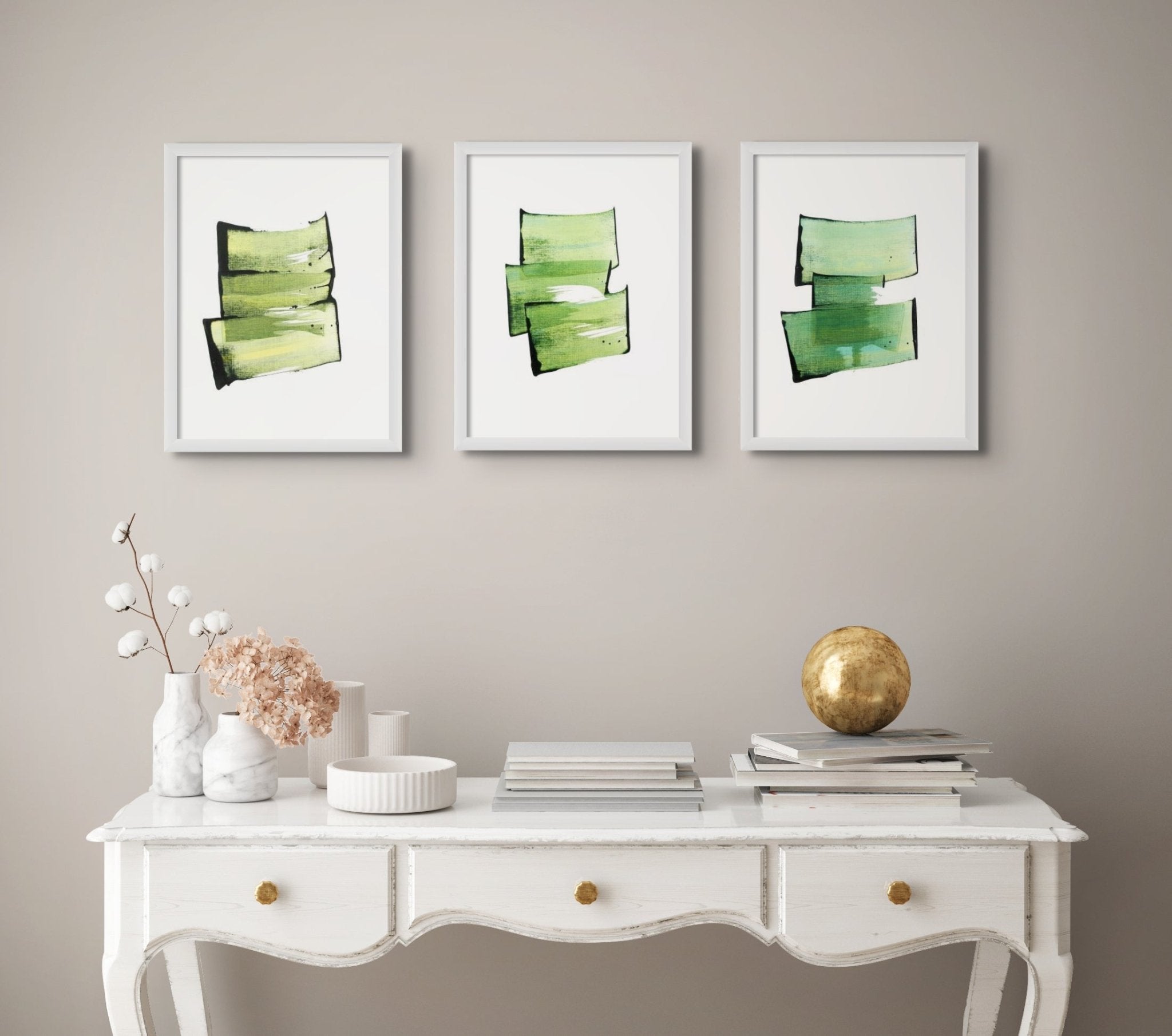 Golden Green 10 - Emma Godebska - Abstract Painting - Ideelart