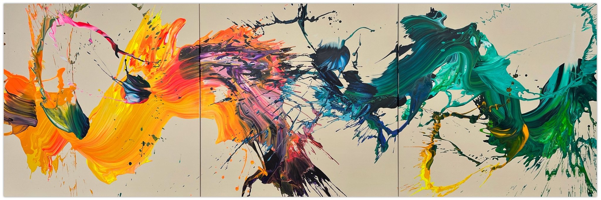 Scandalo (Triptych) - Nikolaos Schizas - Abstract Painting - Ideelart