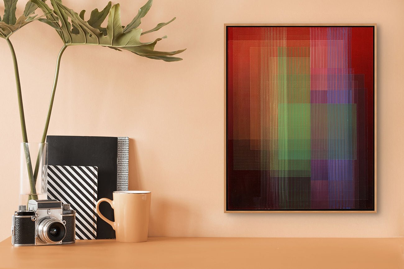 Migrant (Bordeaux - Green - Gold) - Bernadette Jiyong Frank - Abstract Painting - Ideelart