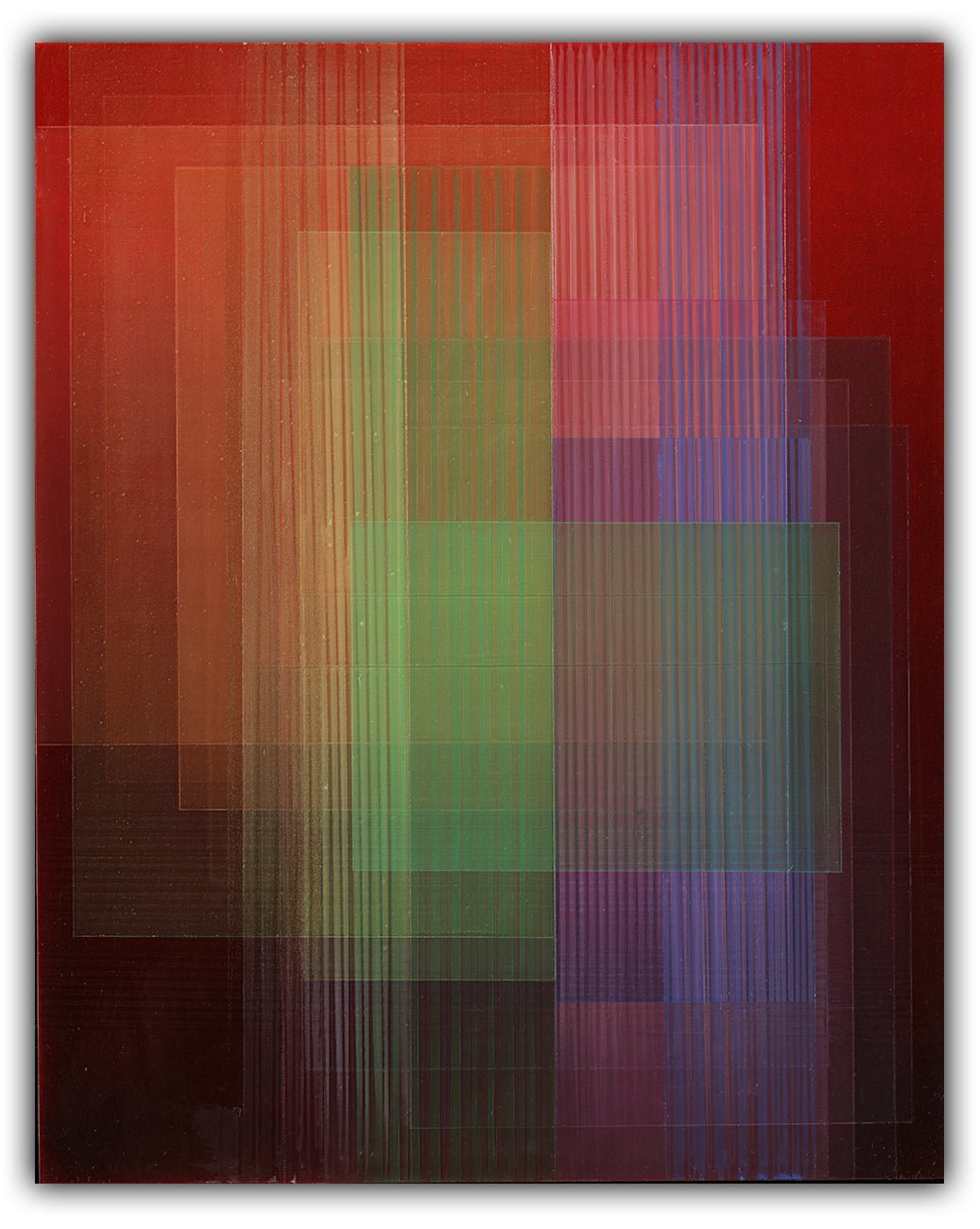 Migrant (Bordeaux - Green - Gold) - Bernadette Jiyong Frank - Abstract Painting - Ideelart