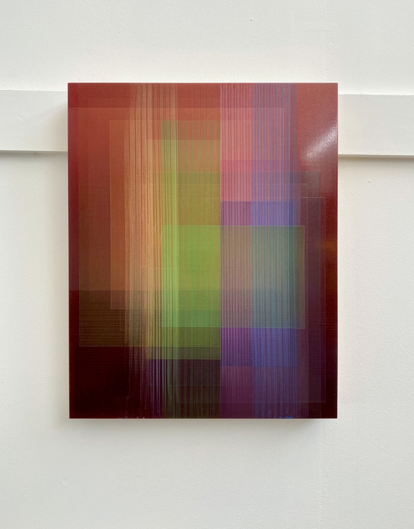 Migrant (Bordeaux - Green - Gold) - Bernadette Jiyong Frank - Abstract Painting - Ideelart