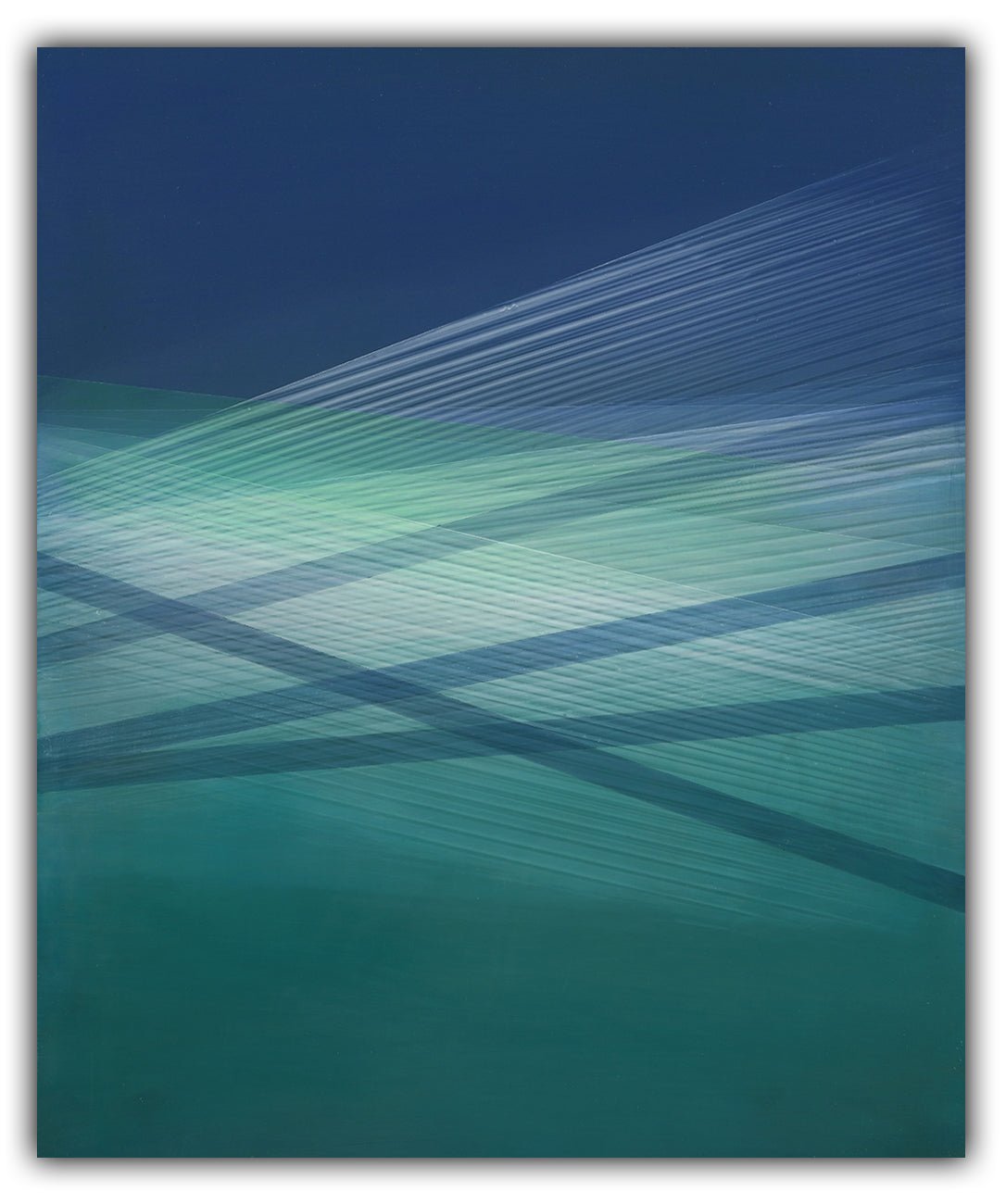 Seascape (Indigo - Turquoise Green) - Bernadette Jiyong Frank - Abstract Painting - Ideelart