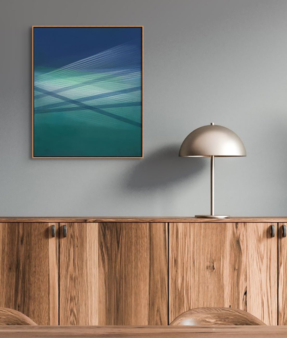 Seascape (Indigo - Turquoise Green) - Bernadette Jiyong Frank - Abstract Painting - Ideelart