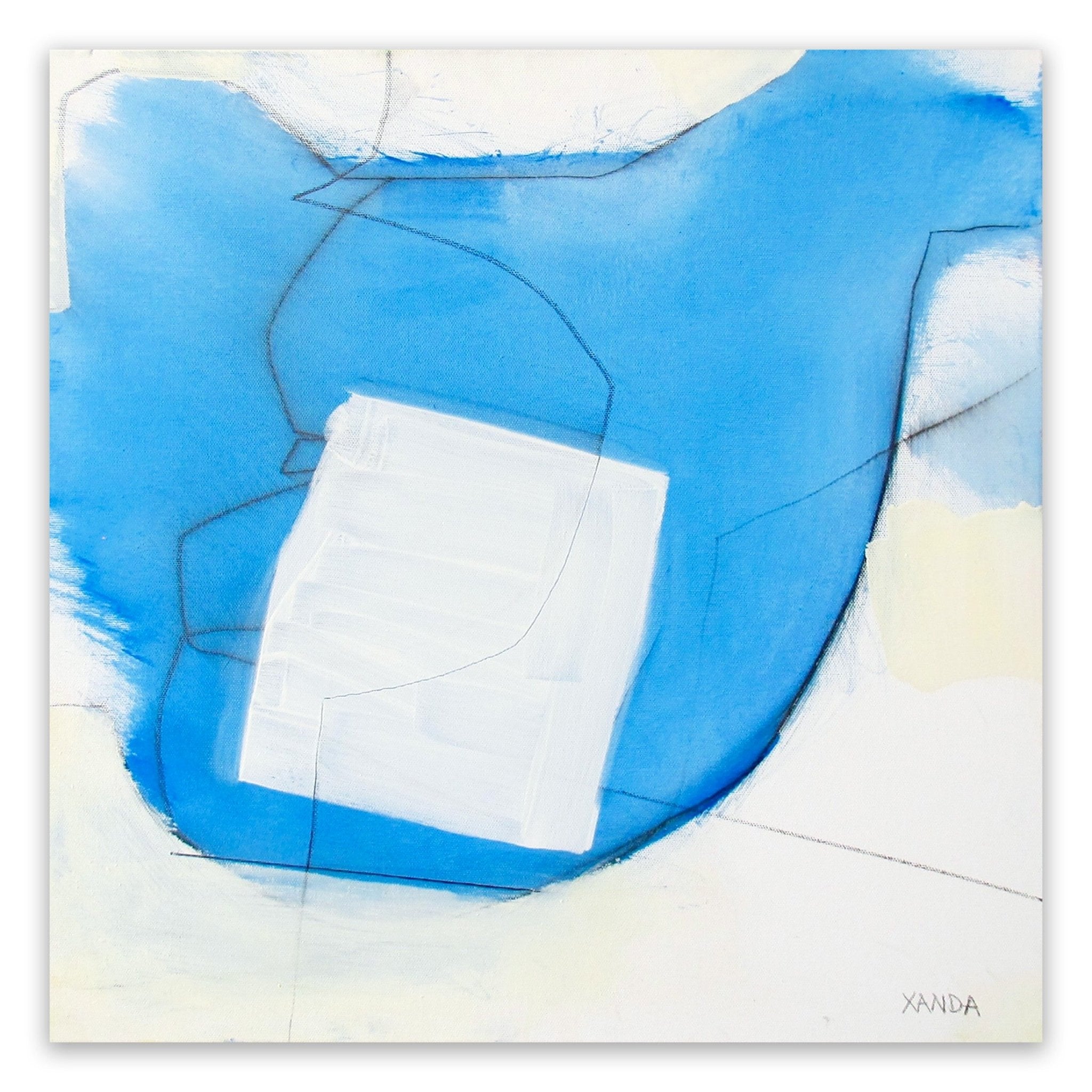 Blue White Line - Xanda McCagg - Abstract Painting - Ideelart
