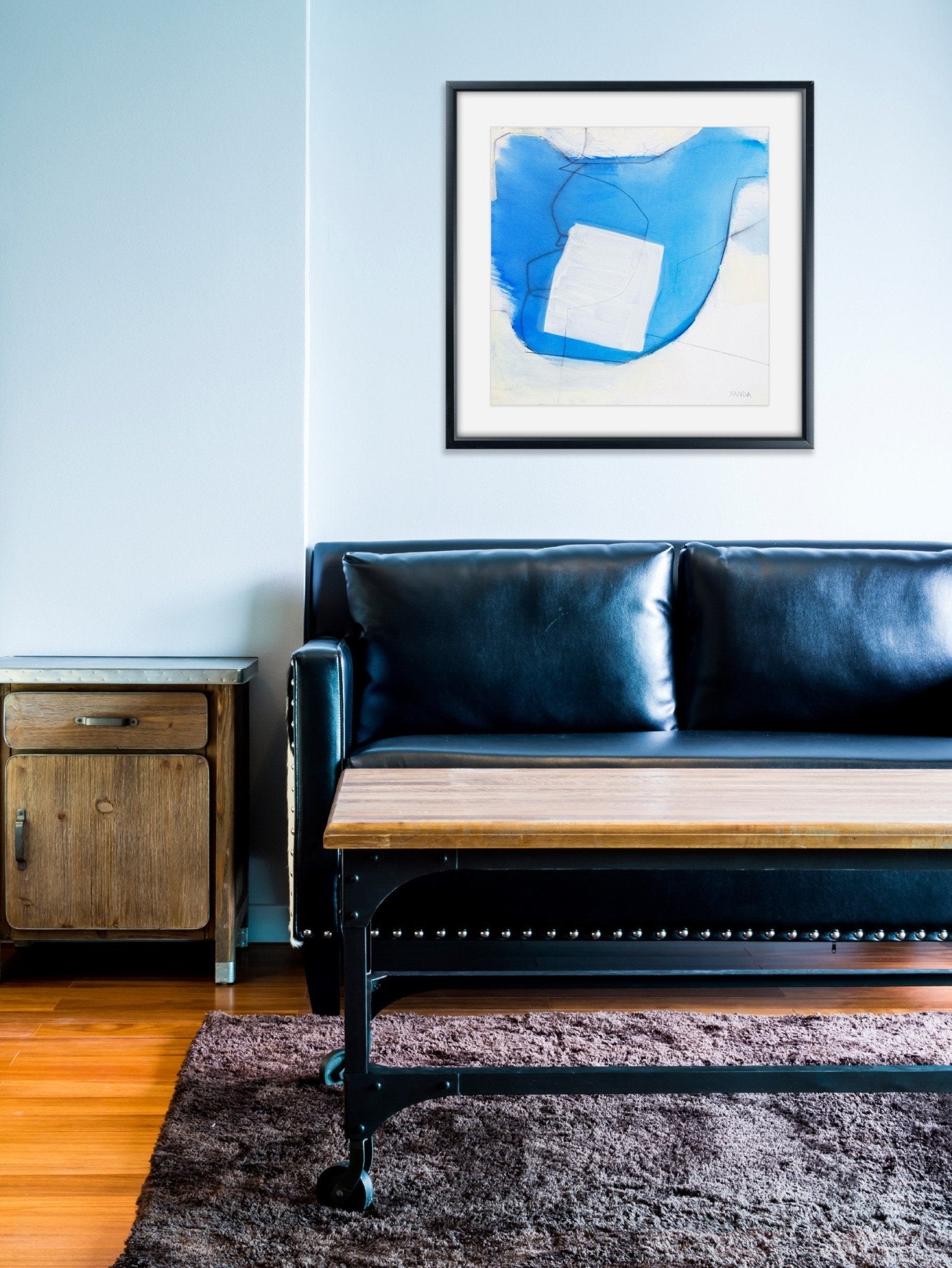 Blue White Line - Xanda McCagg - Abstract Painting - Ideelart