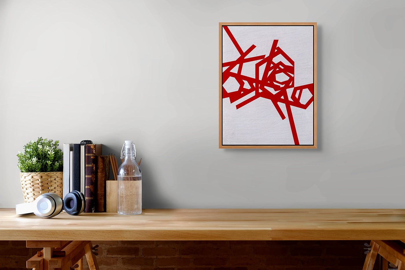 Untitled 2023 (red - white) - Jasper van der Graaf - Abstract Painting - Ideelart