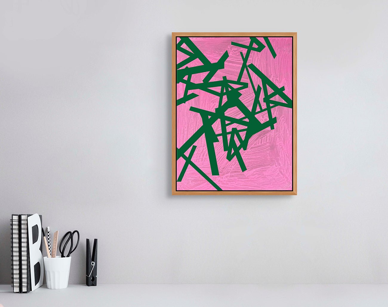 Untitled 2024 (green - pink) - Jasper van der Graaf - Abstract Painting - Ideelart
