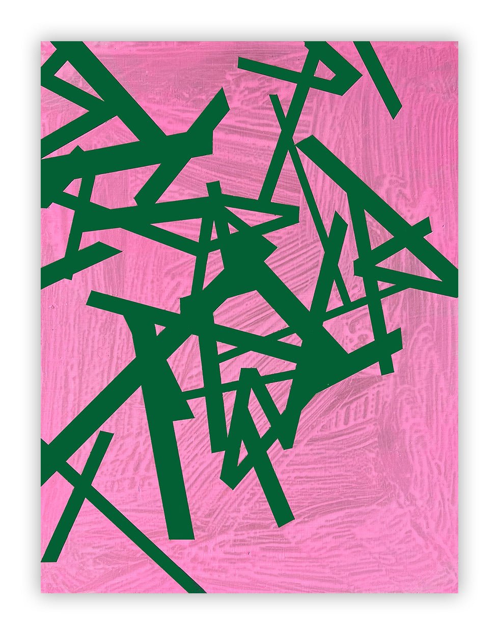 Untitled 2024 (green - pink) - Jasper van der Graaf - Abstract Painting - Ideelart