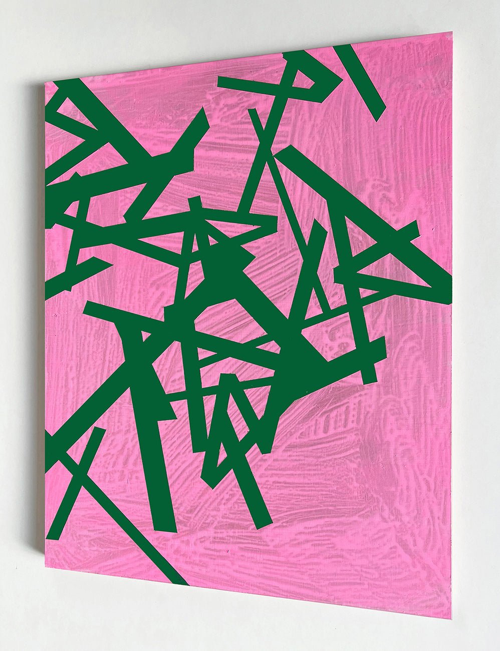 Untitled 2024 (green - pink) - Jasper van der Graaf - Abstract Painting - Ideelart