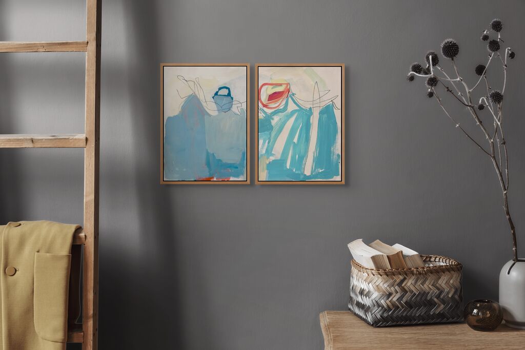 Blue (Diptych) - Laura Basterra Sanz - Abstract Painting - Ideelart