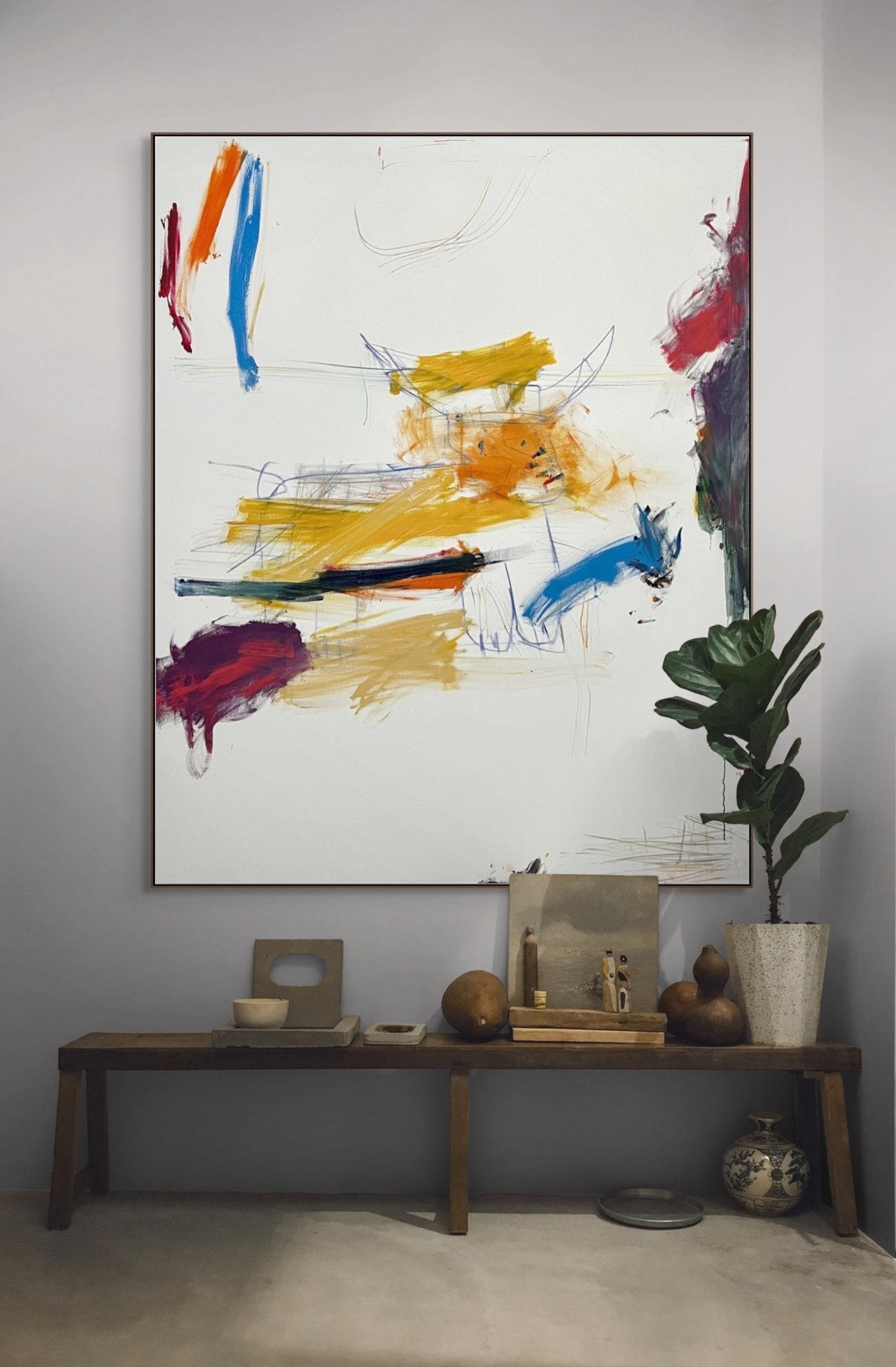 Bull Chasing Blue Rabbit - Tommaso Fattovich - Abstract Painting - Ideelart