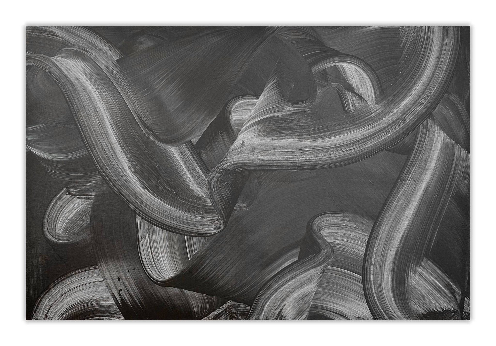 Monochrome flowing rhythm - Nikolaos Schizas - Abstract Painting - Ideelart