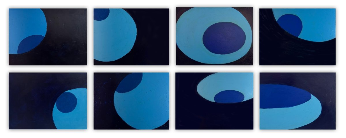 Over, Under and Through (in 100 chapters), set of eight, #s l-r, top to bottom: 20,19,23,16,24,18,17, 25) - by Macyn Bolt - Abstract Painting - Ideelart