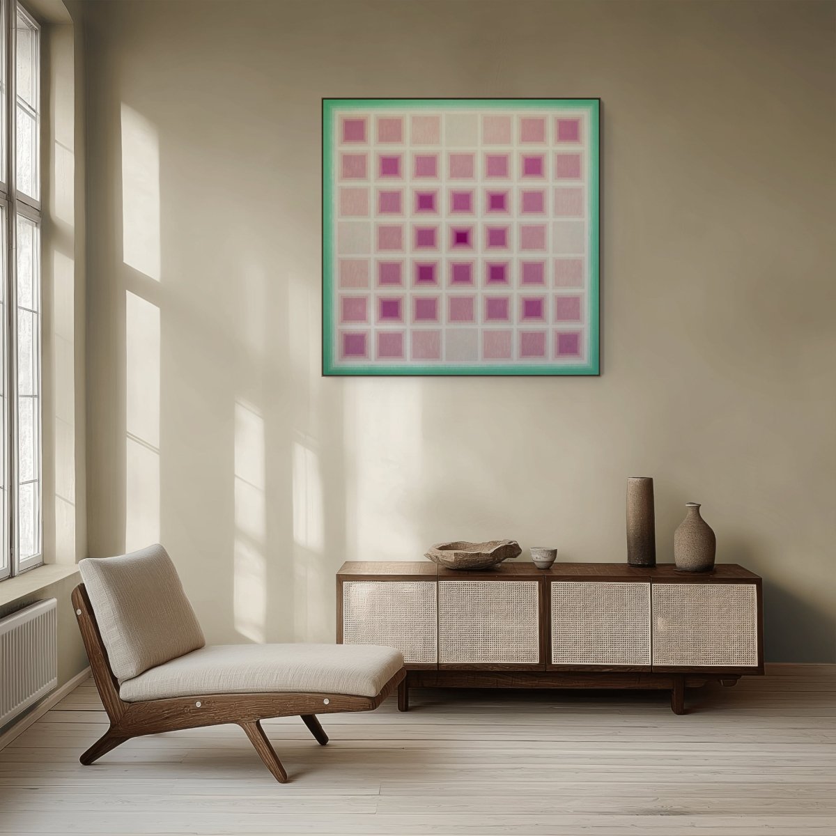 Reiteration (Mint / Ash Pink) - by Andy Harwood - Abstract Painting - Ideelart