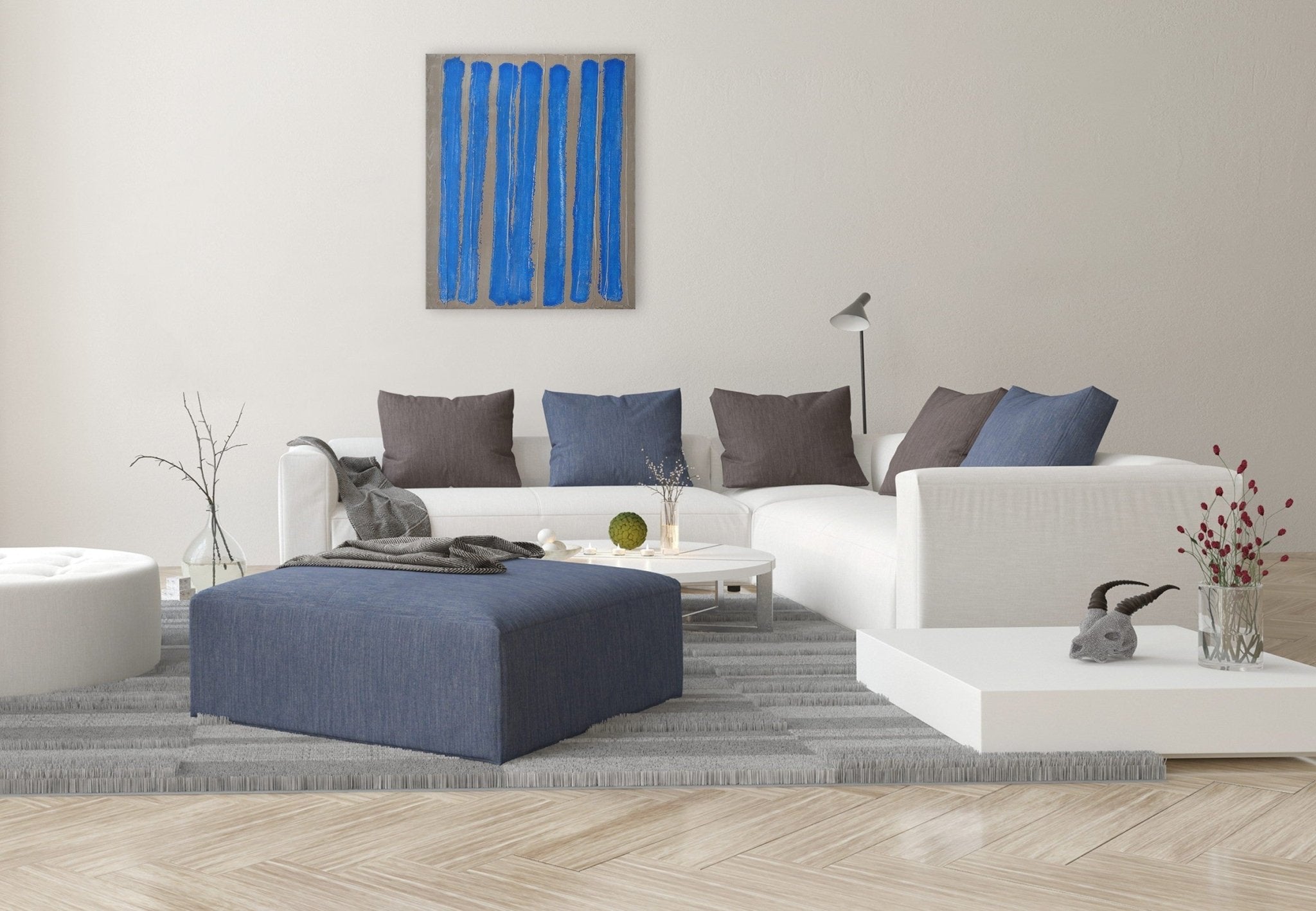 Blue Lines - Pierre Auville - Abstract Mixed Media - Ideelart