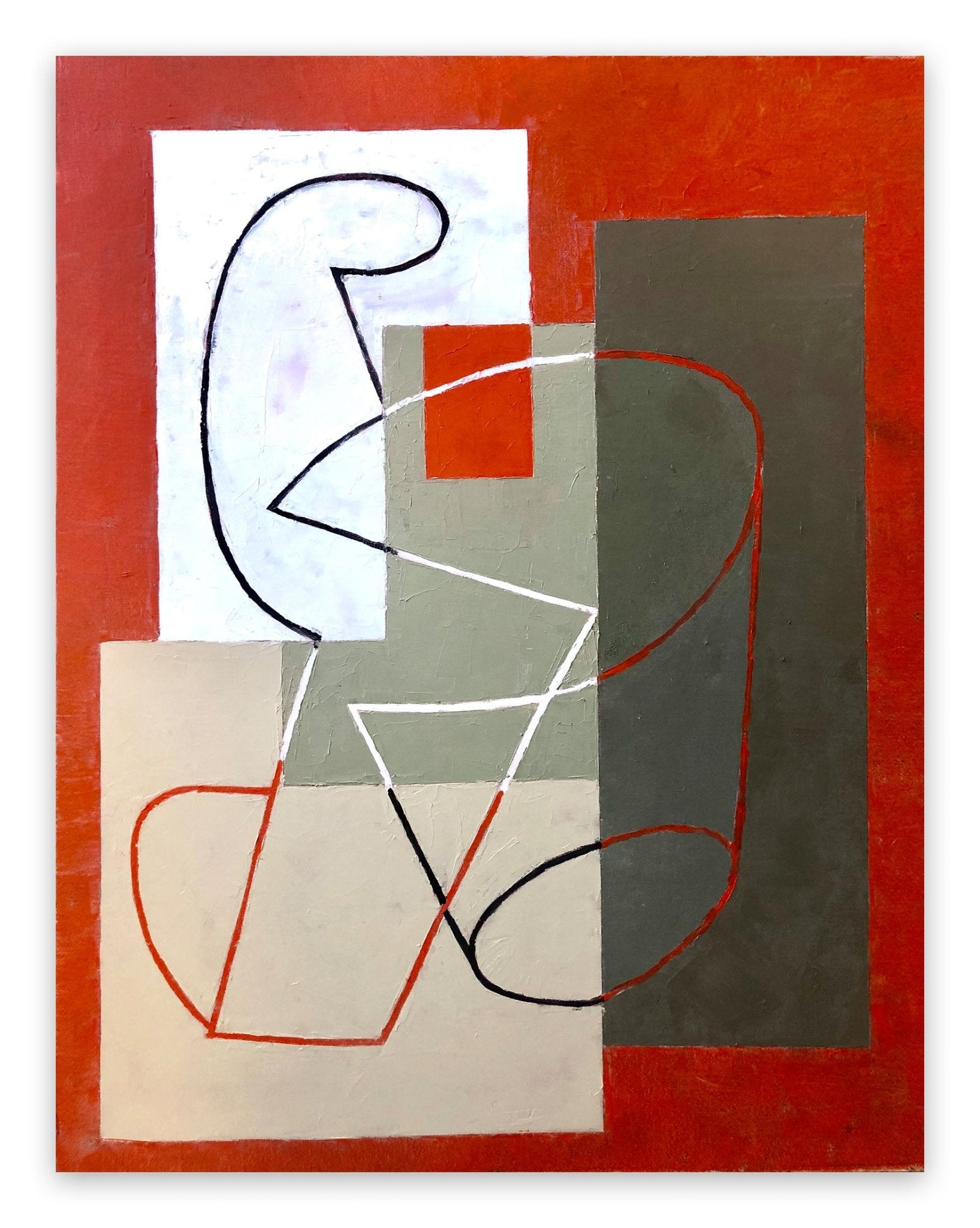 Breaking Contour (Red Square) II - Jeremy Annear - Abstract Painting - Ideelart