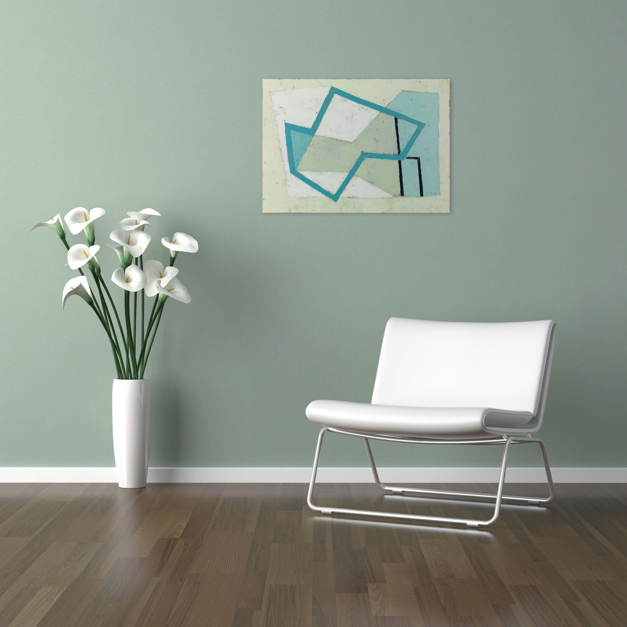 Harbour Forms III (Blue Edge) - Jeremy Annear - Abstract Painting - Ideelart