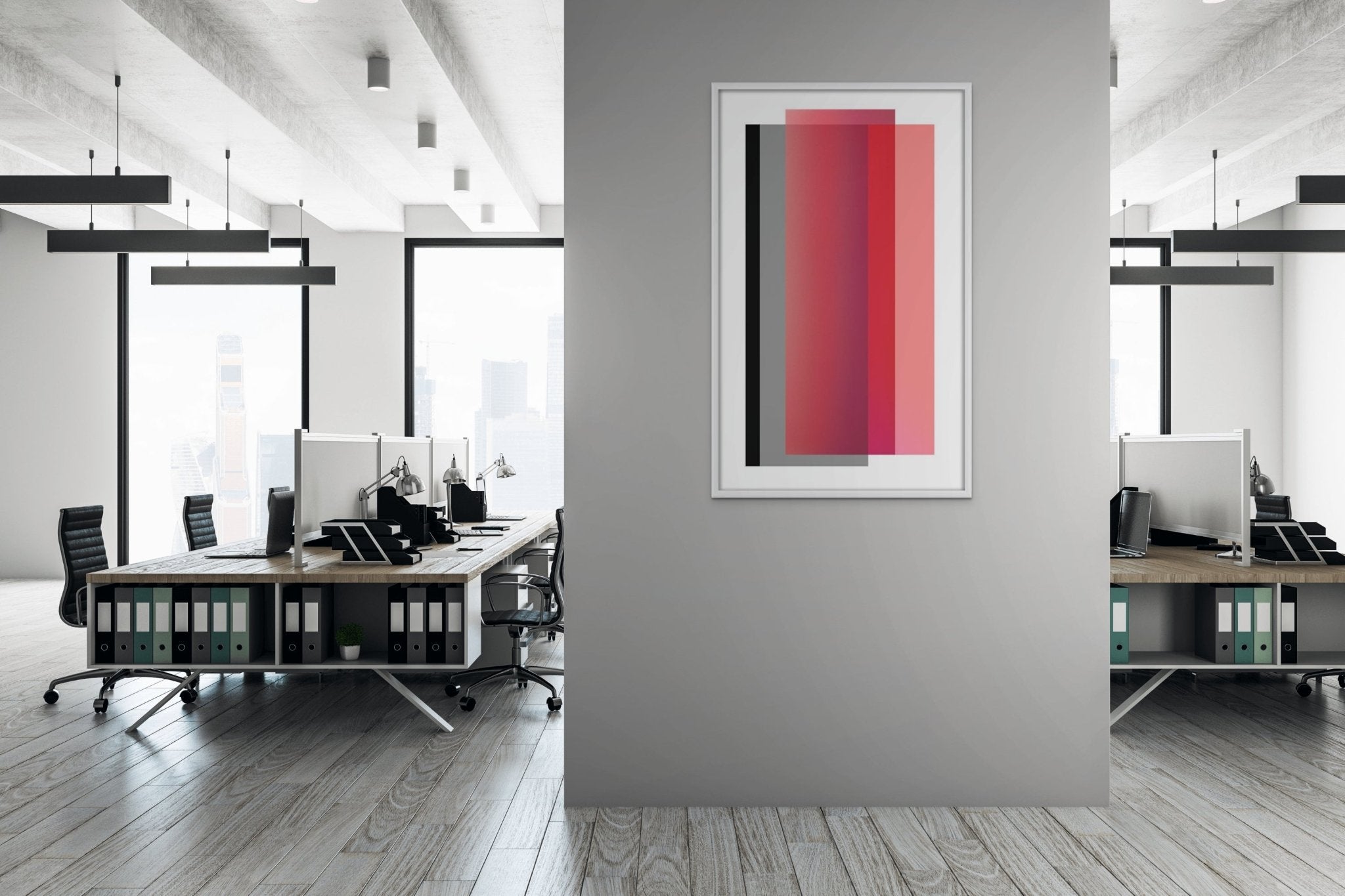 Cosmosis Collages 4A579E– Composition no 84 - Red and grey - Anne Katrine Senstad - Abstract Photography - Ideelart