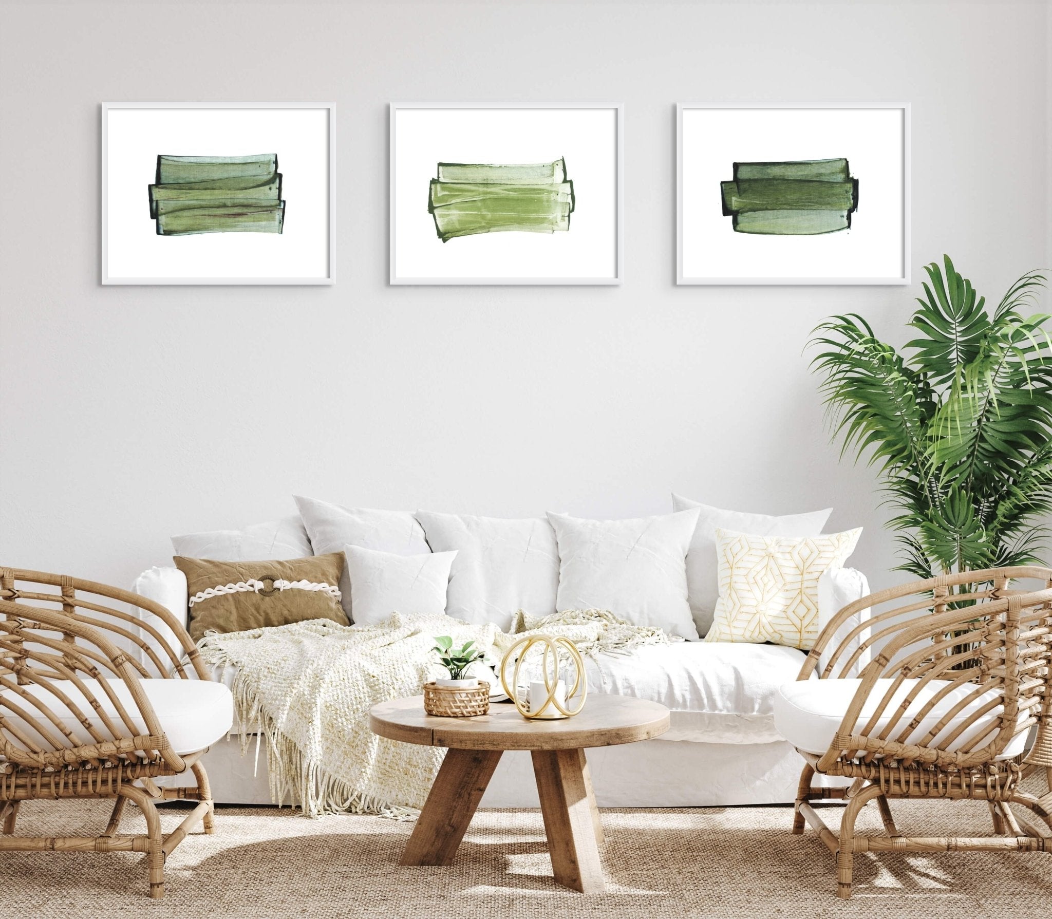 Duo Triptych 02 - Emma Godebska - Abstract Painting - Ideelart