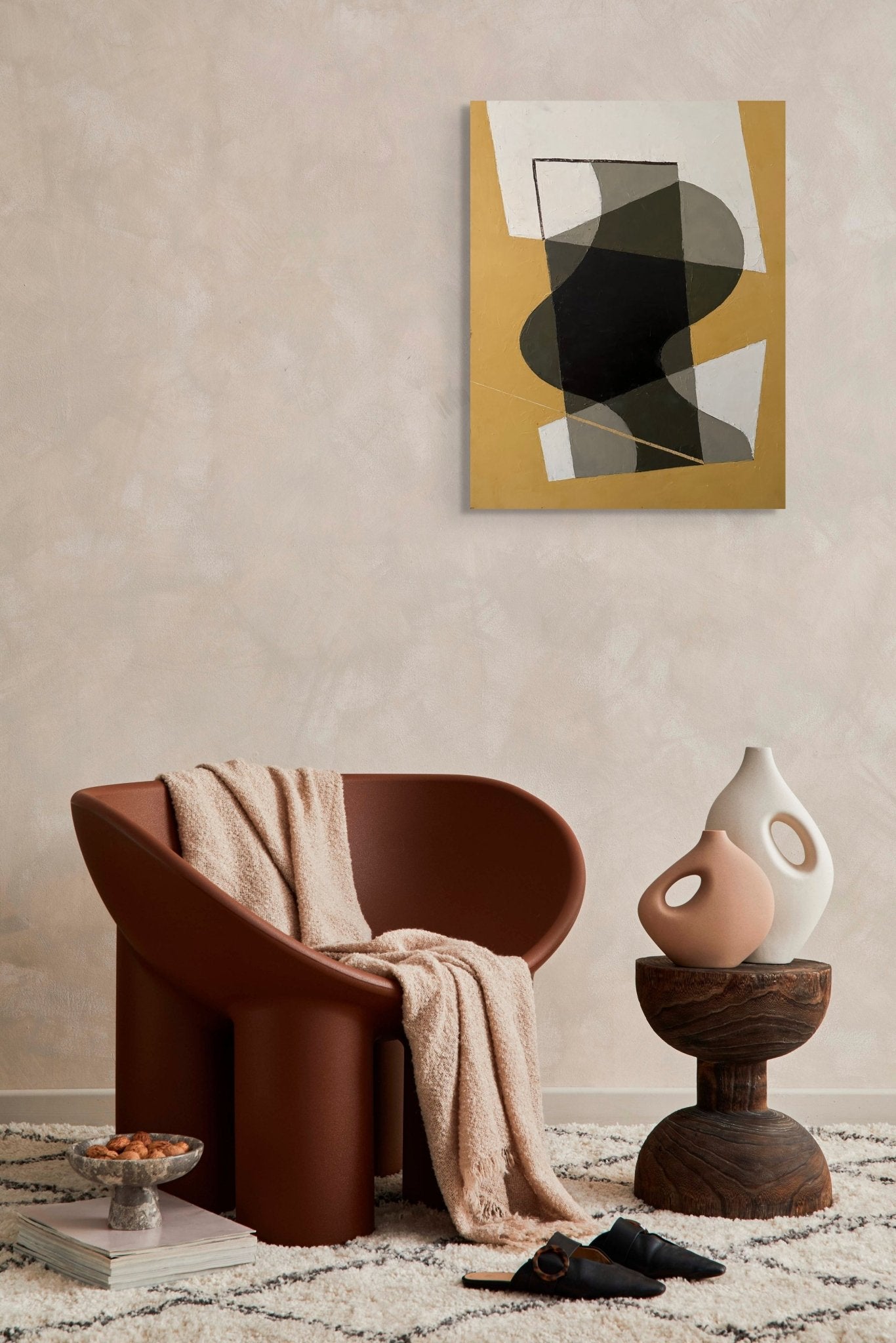 Folding Form III (Case Yellow) - Jeremy Annear - Abstract Painting - Ideelart