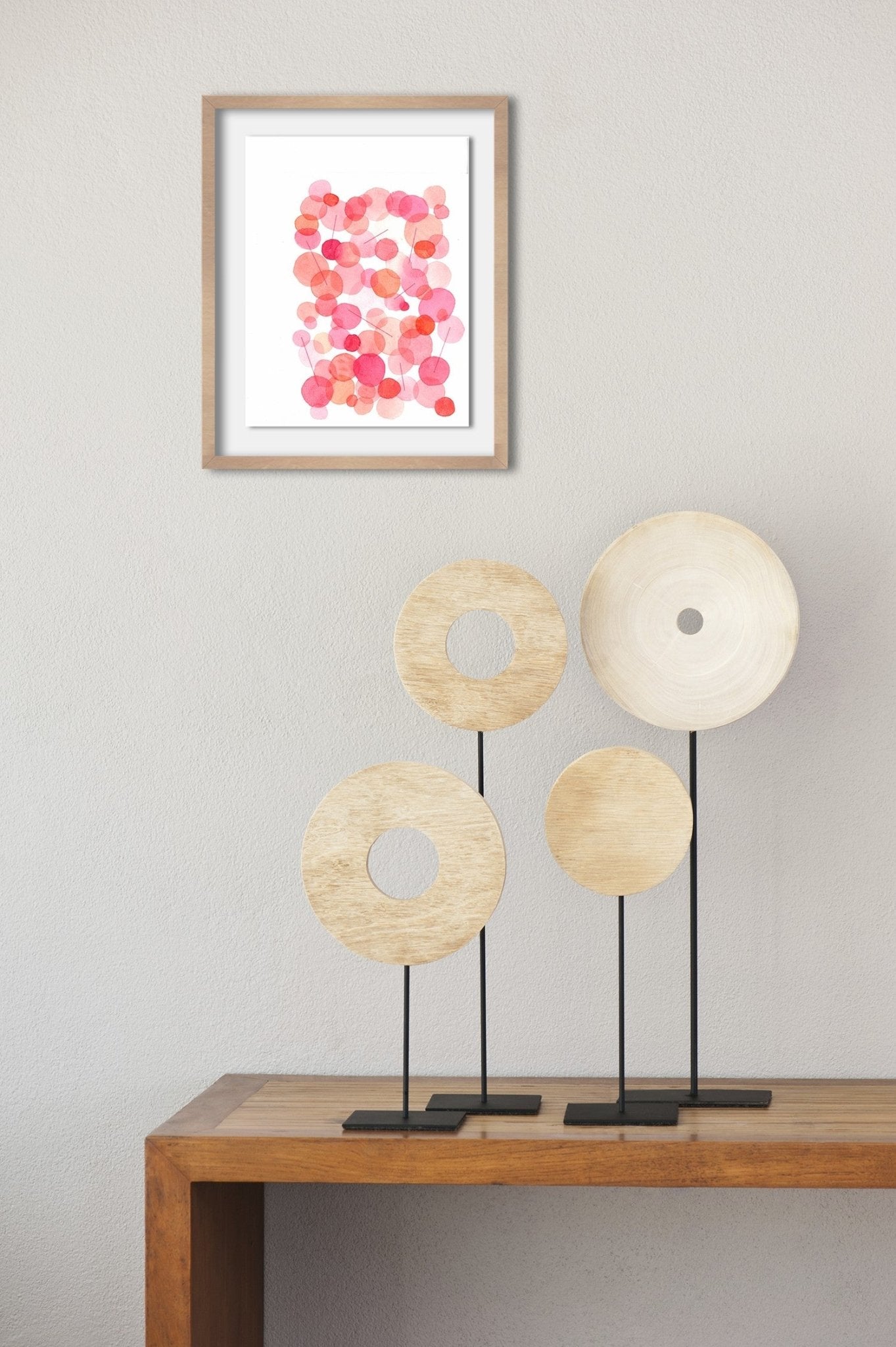 Pink and red dots - Holly Miller - Abstract Painting - Ideelart