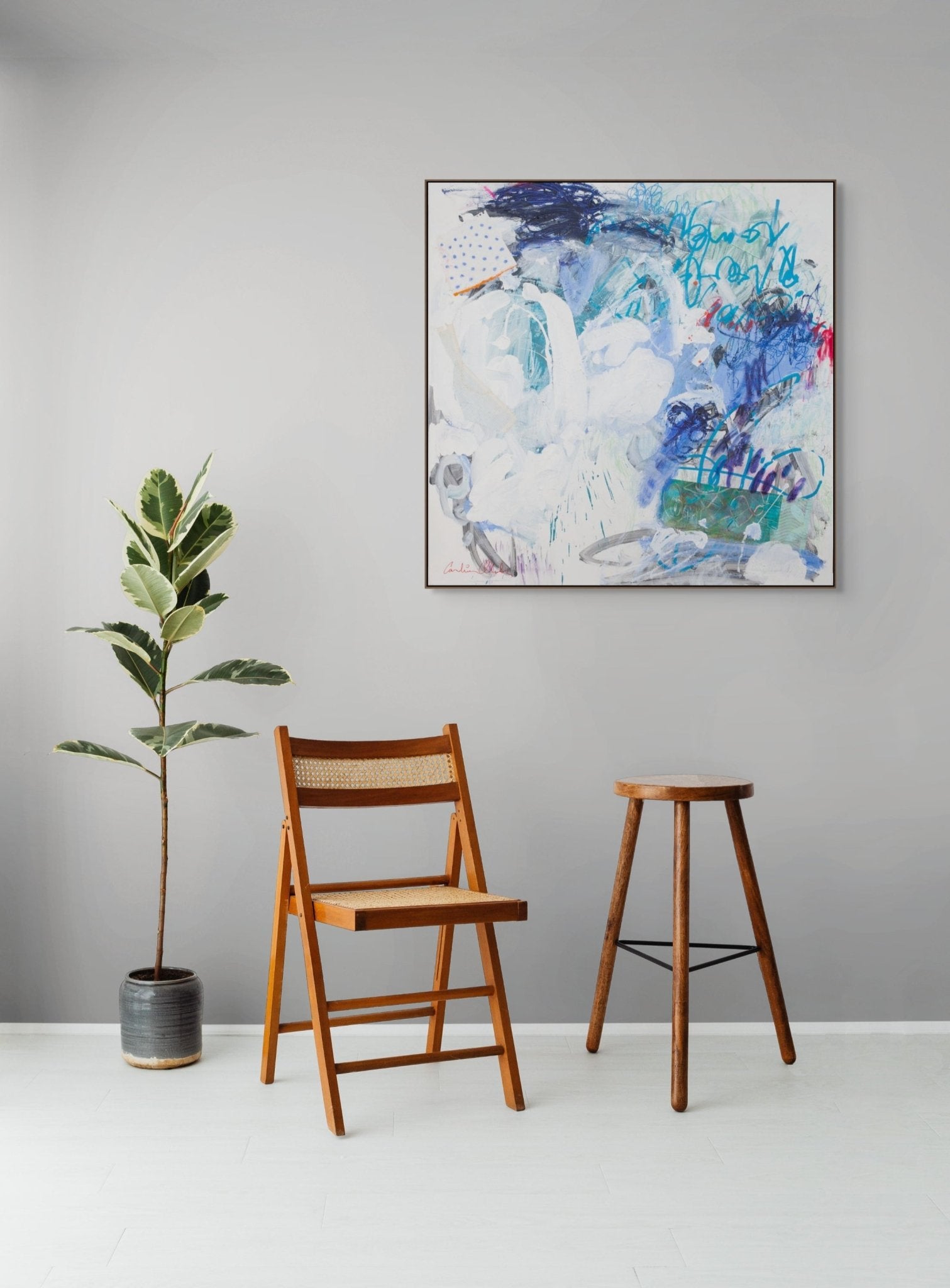 Butterflies, birds and shooting stars - Carolina Alotus - Abstract Painting - Ideelart