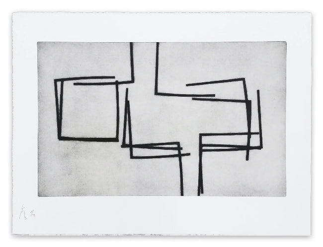 Abstract print in black and white, created by Pierre Muckensturm