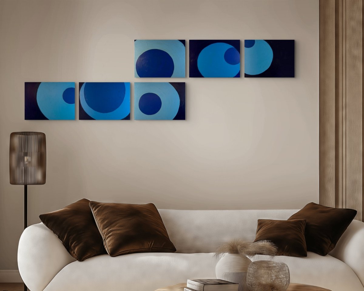 Over, Under and Through (in 100 chapters), set of six -#s l-r: 3,5,4,6,8,19 - by Macyn Bolt - Abstract Painting - Ideelart