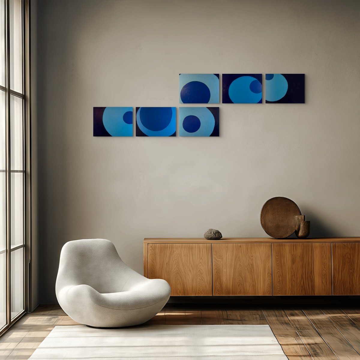 Over, Under and Through (in 100 chapters), set of six -#s l-r: 3,5,4,6,8,19 - by Macyn Bolt - Abstract Painting - Ideelart