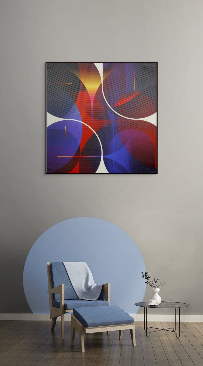 Zinzolin Bleu Guimet Cramoisi  Questcequejefaisici - by Jerome Tham Vo My - Abstract Mixed Media - Ideelart